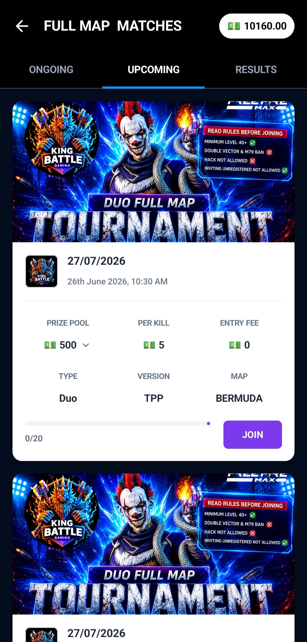 Jhargram Esports tournaments screen
